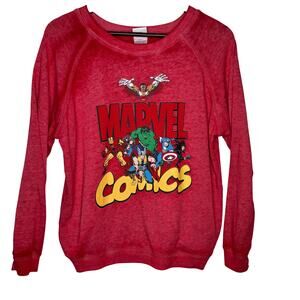 Marvel Comics Sweatshirt Red Crewneck XL 15/17 Vintage Style Superhero Graphic